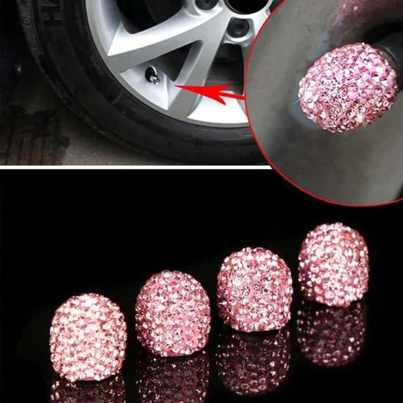 Motorcycle Valve Cover - 2/4 pçs diamante tampas de válvula